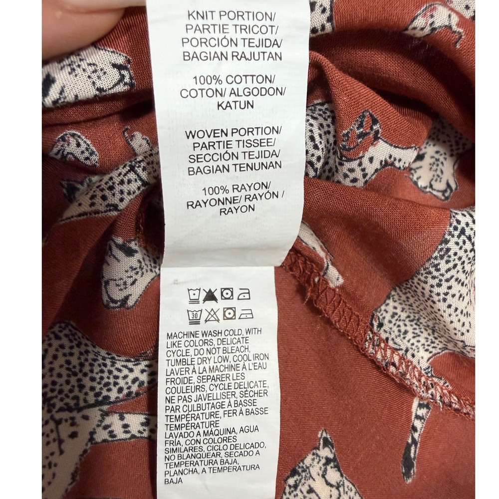 Lucky Brand Cheetah Print Boho Tank Top Large Rust Sleeveless Festival - Picture 7 of 13